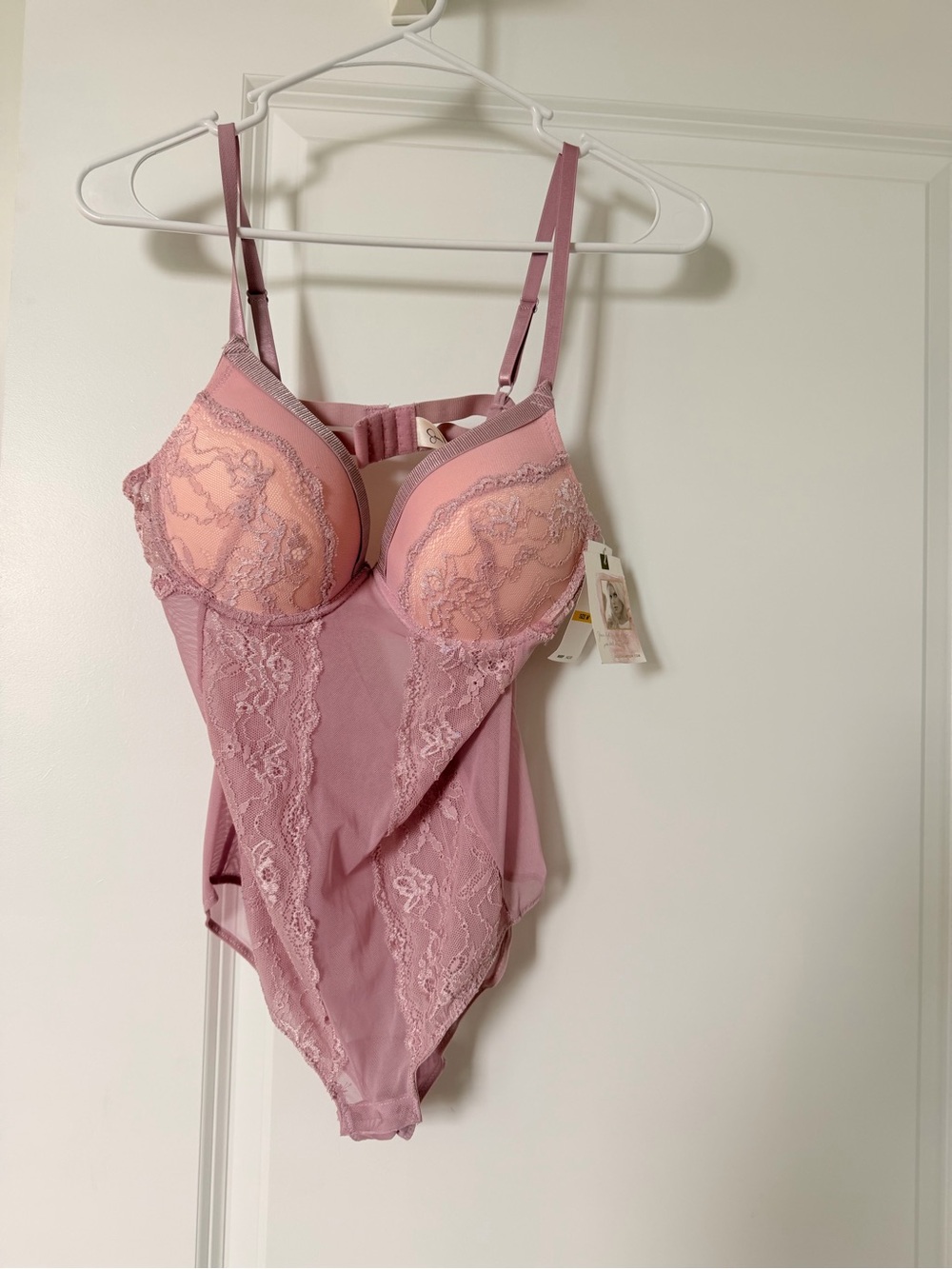 Jessica Simpson Dusty Rose Lace Underwire Bodysuit